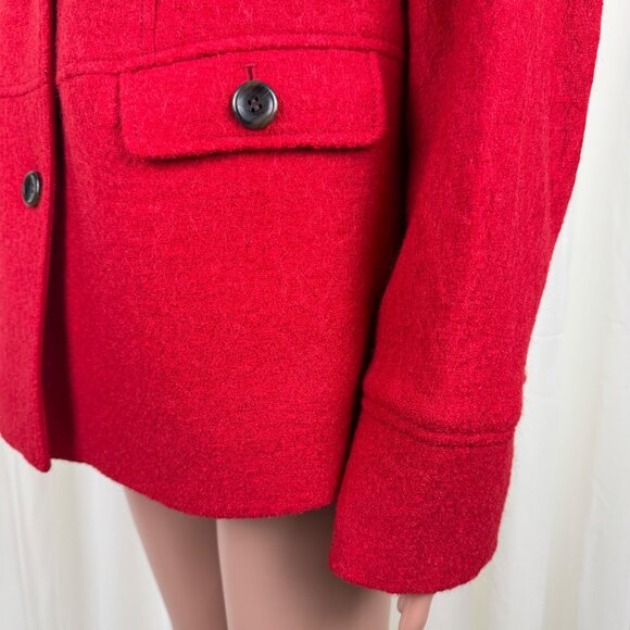 Women's Talbots Plus Mid Length Boucle Wool Blend Coat Jacket Sz 14W Bright Red - Picture 12 of 14